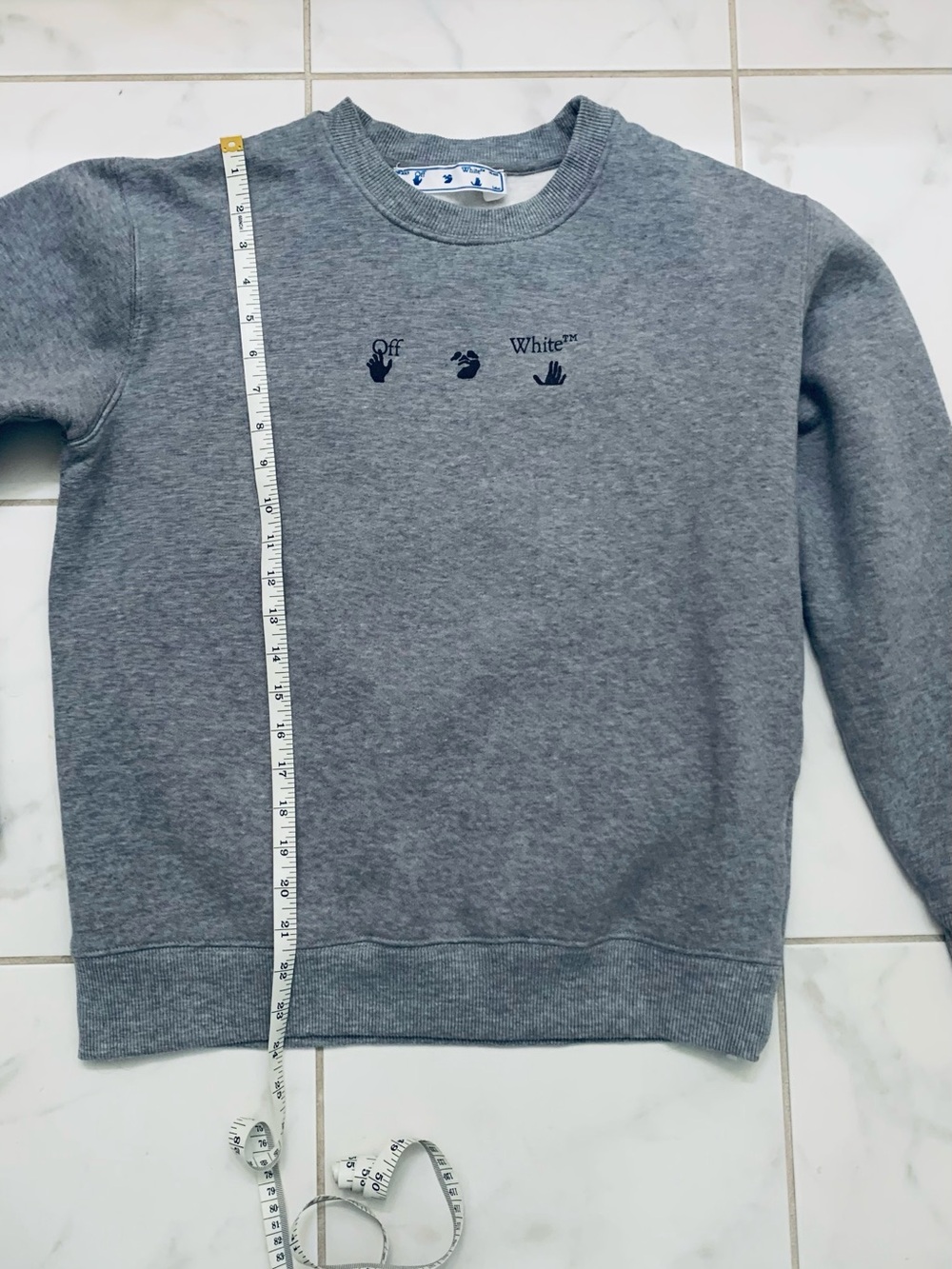 Off-White Gray Crewneck Sweatshirt, Large - Picture 5 of 6